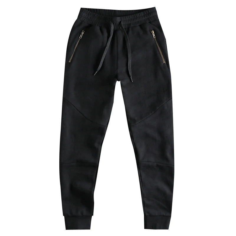 Autumn Winter American Retro Thick Sweatpants With Velvet Men's Pure Cotton Washed Heavyweight Knitted Sports Ankle-tied Pants.