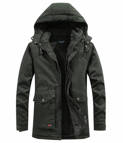Parkas Coat Military Windproof Hooded Jackets Man Washed Cotton Thick Fleece Casual New  Winter Warm Varsity Jacket Men