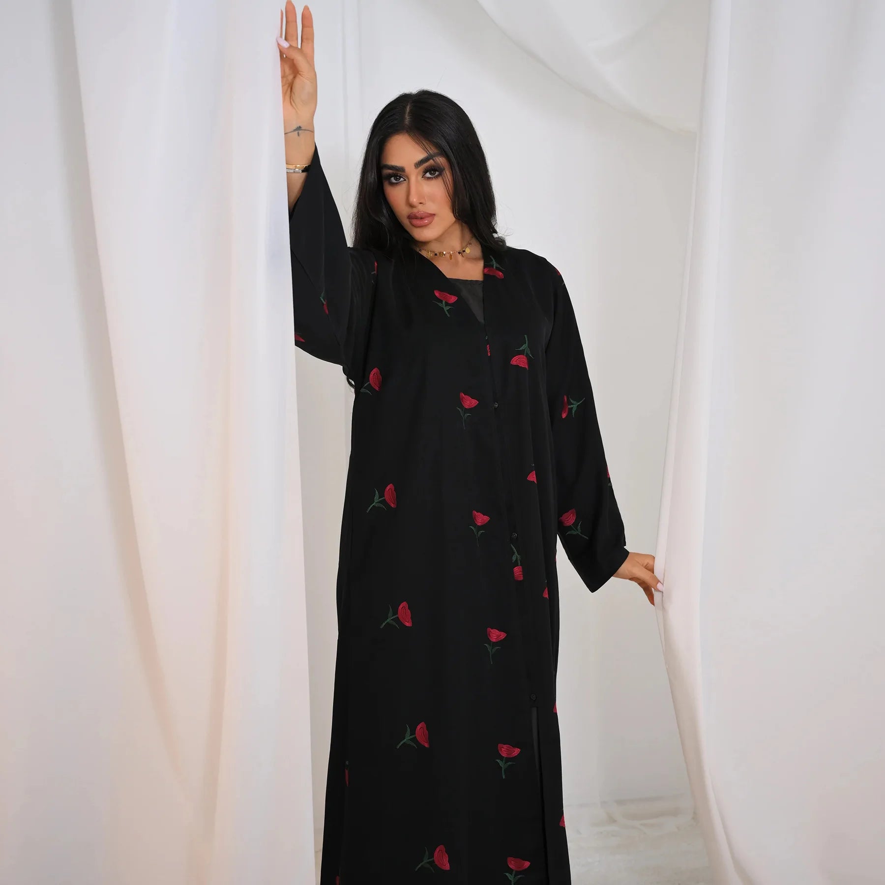 Eid 2025 New Embroideried Abaya Kimono Dubai Luxury Cardigan Muslim Party Kaftan Robe Abayas for Women Turkish Islamic Clothing.