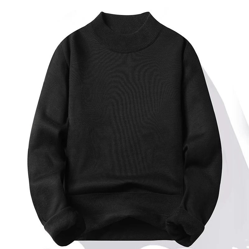 Knitwear Sweater New Autumn/Winter Mock Neck Sweatshirts Solid Color Pullovers Man Brand Casual Mens Clothing