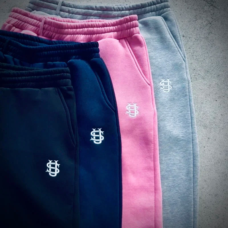 Harajuku Einfache lose Brief bestickt gerade Hosen y2k Männer Kleidung Sport Hosen Stil Paar trendige lässige breite Beinhosen.