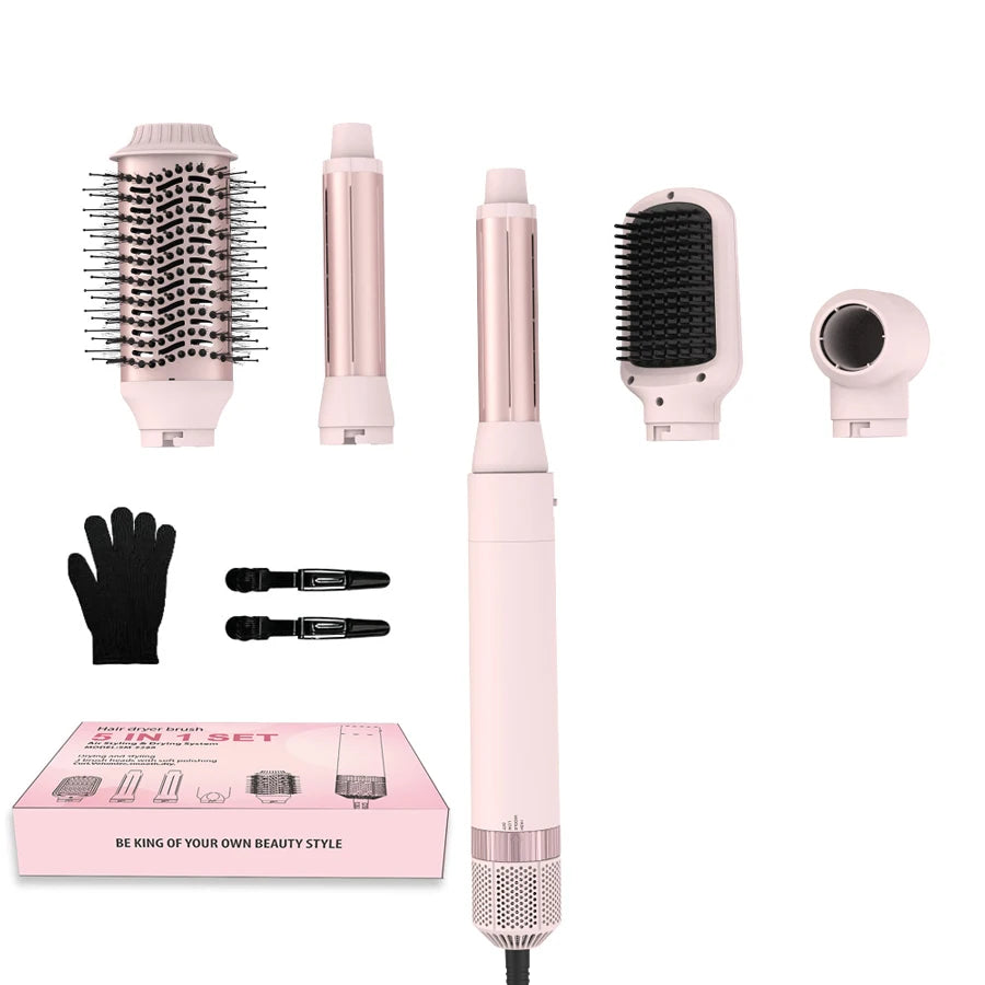 5in1 Hair Dryer Brush Curling Iron Hair Dryer Detachable Auto Wrap Curlers Fast Drying Electric Styling Hair Blower Brush.