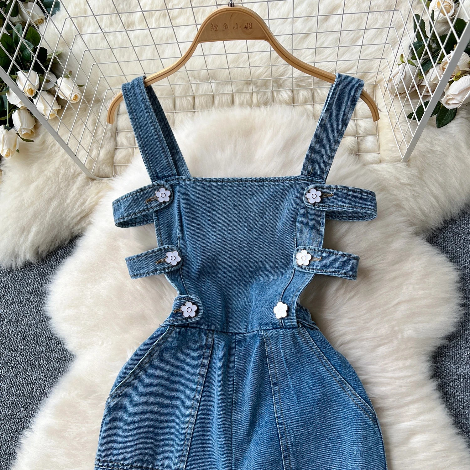 Jumpsuits Women Denim Suspender Jeans One Piece Wide Leg Pants Washed Mom Distressed Pockets Trousers Summer 2025 Streetwear.