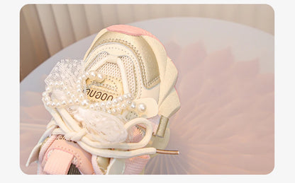 Autumn Sneakers For Kids Korean Style Trend Fashion Girl's Sneakers Soft-soled Breathable Teenager Children Sport Shoes.