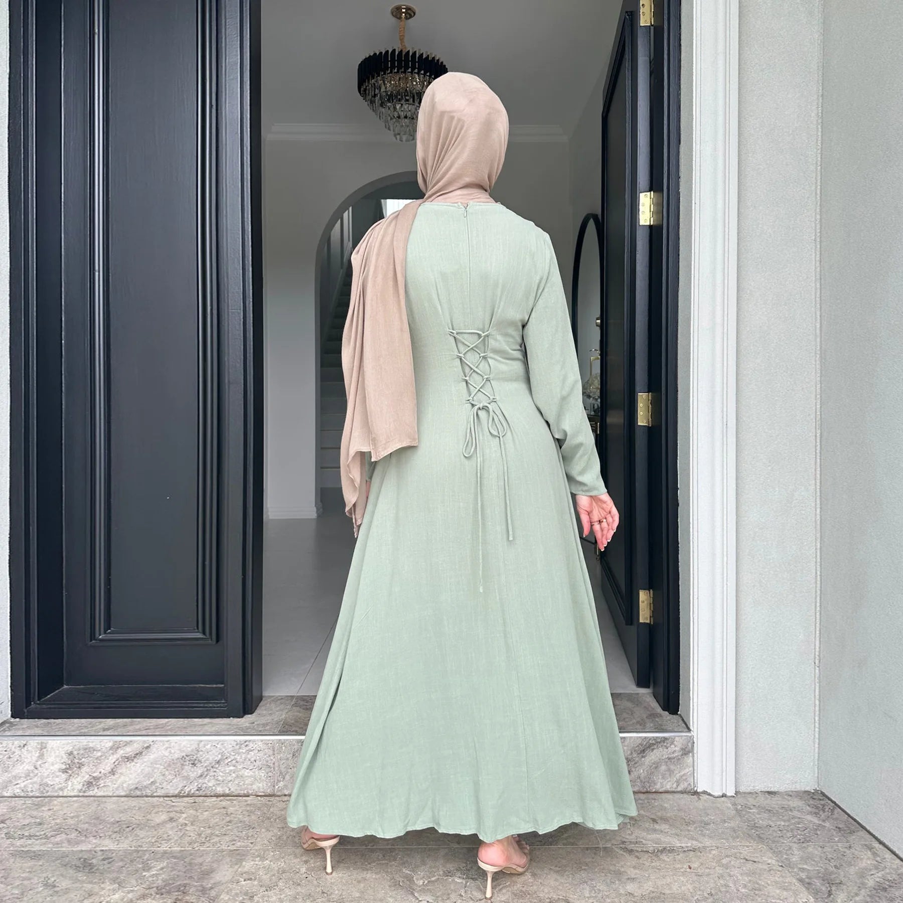 2025 Summer Arabic Muslim Women Modest Dress Eid Dubai Plain Abaya Islam Party Outfit Elegant Holiday Dresses Turkey Kaftan Robe.