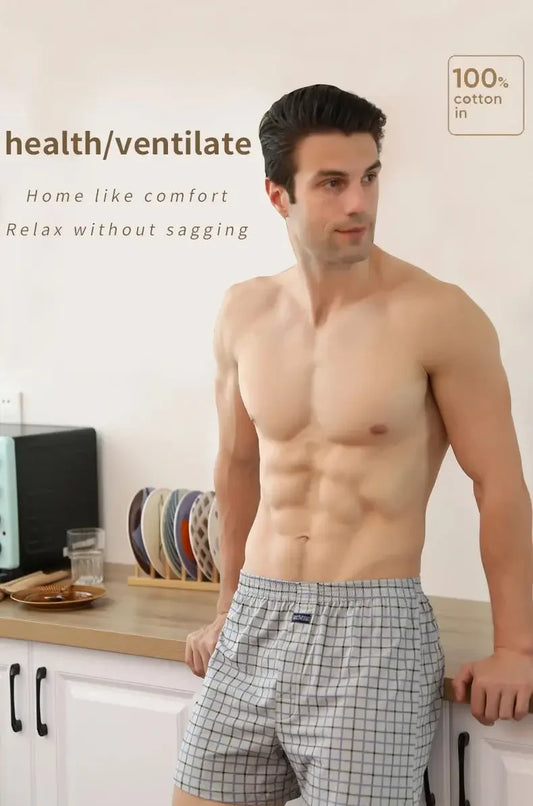 Plus Größe M-3XL männer Aro Hosen Baumwolle Gitter Unterwäsche Lose Hohe Taille Sommer Dünne Atmungsaktive Hause Shorts Beutel Unterhose