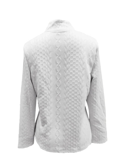 Herbst Winter Frauen Jacke Slim Fit Metall Knöpfe Stehkragen Lange Ärmel Jacquard Mantel Einfarbig OL Pendeln Mantel Für Arbeit