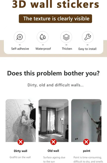 Selbstklebende 3D-Leinenschaum-PVC-verdickte wasserdichte Hintergrundwandrenovierungs-Tapete, Wandaufkleber für Schlafzimmer und Wohnzimmer