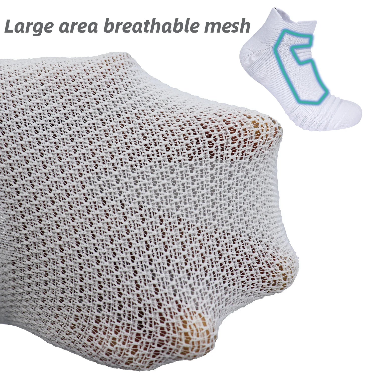 3 Pairs Mesh Sports Terry Socks Cushioned Moisture-managing And Durable Reduces Foot For Running Hiking Cycling Baskateball.