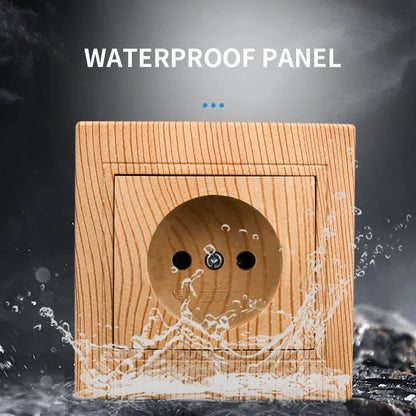 WESA Holzsteckdose, 16 A, EU-Standard, Steckdose, nicht geschliffen, 86 mm x 86 mm, flammhemmende Kunststoffplatten-Wandsteckdose.