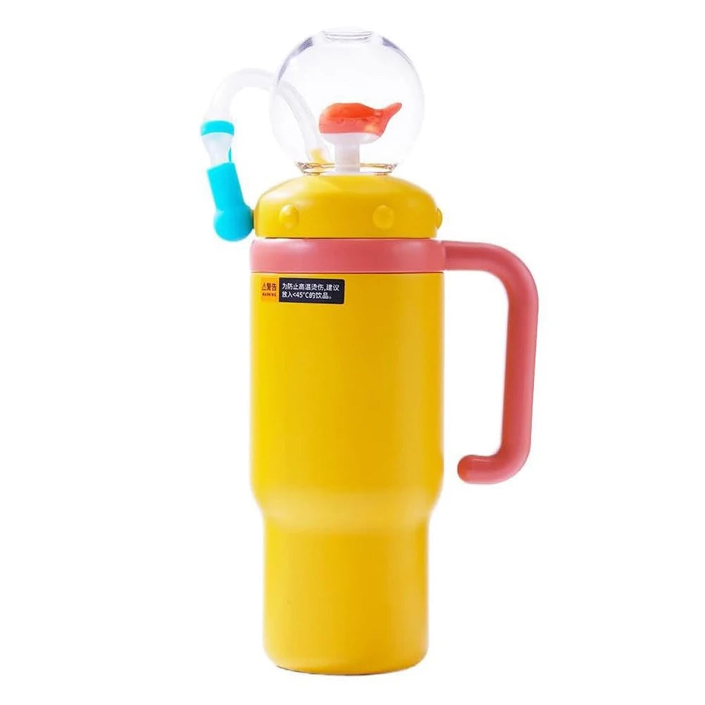 24oz Stainless Steel Whale Fountain Tumbler Straw Water Cups Kids Adults Travel Water Bottles Whale Water Cups Car Water Bottle.