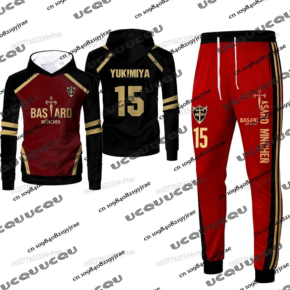 Anime Blue Lock MICHAEL KAISER Tracksuit Sets For Men Hoodies+Long Pants Suits Autumn Winter Casual Sets For Men Christmas Suits.