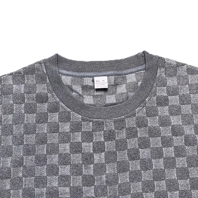 European and American Oversized Fashion Brand Men's Summer New Chessboard Plaid Loose Sports and Leisure Two-Piece Set