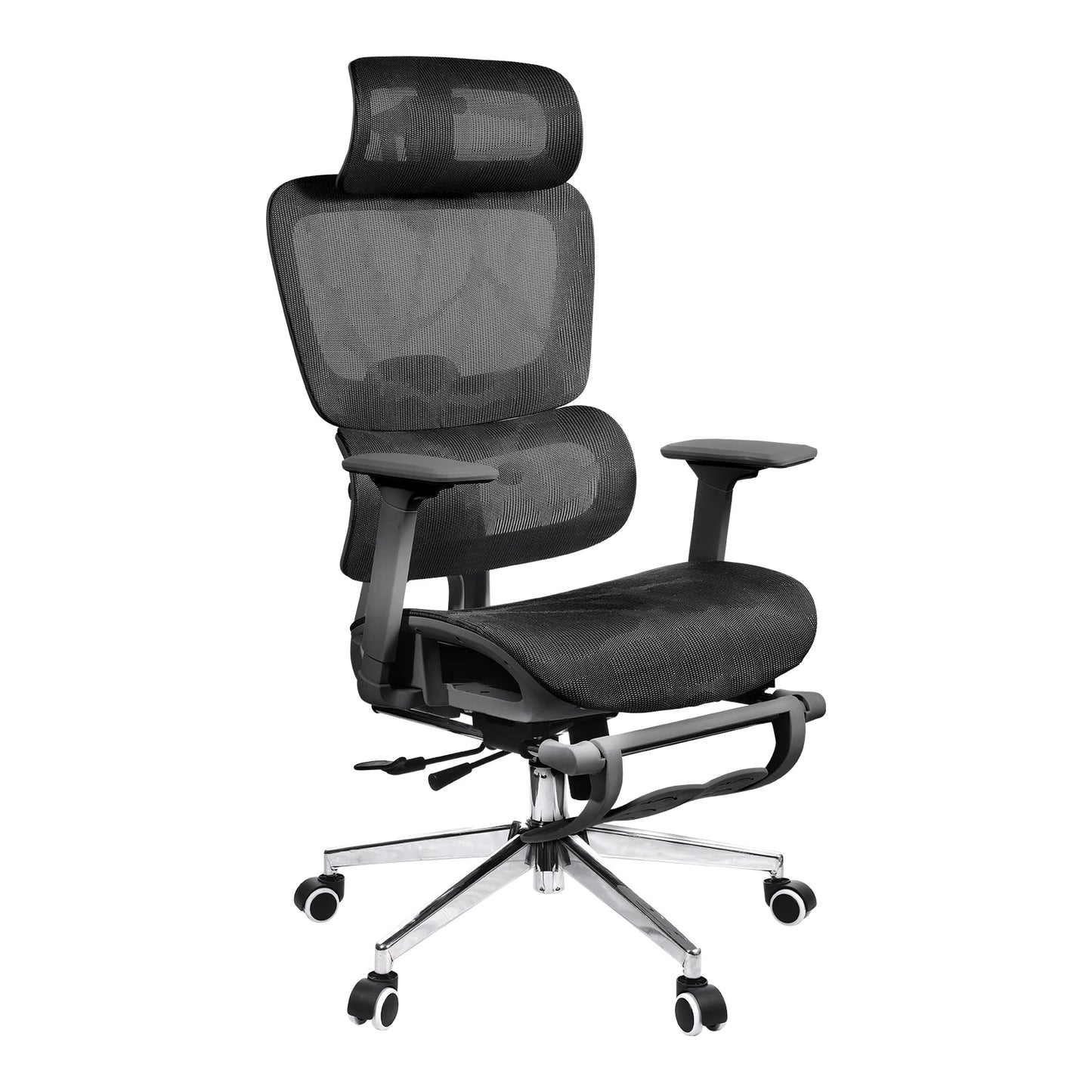 Ergonomischer Stuhl mit Fußstütze, bequemer drehbarer Schreibtischstuhl für zu Hause, Computer-Gaming-Stuhl mit 3D-verstellbarer Armlehne, Rollen für Zuhause