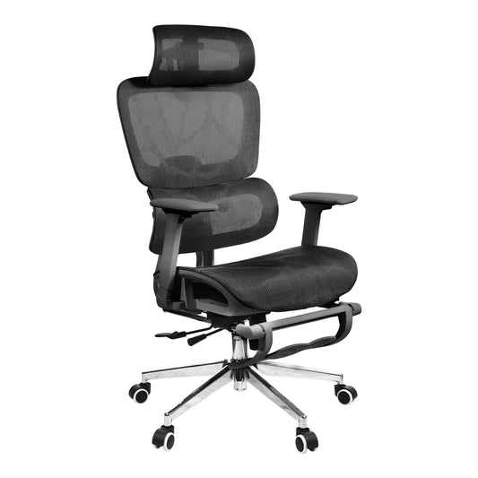 Ergonomischer Stuhl mit Fußstütze, bequemer drehbarer Schreibtischstuhl für zu Hause, Computer-Gaming-Stuhl mit 3D-verstellbarer Armlehne, Rollen für Zuhause