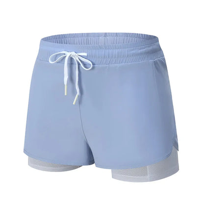 Women Shorts Mesh Outdoors Sports Running Gym Yoga Shorts Bilayer Mesh Yoga Sports Shorts Female Sports Running Gym Yoga Shorts.