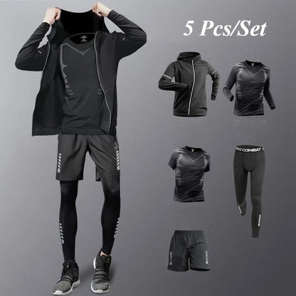Fashion Breathable Running Sports Suit Men's Fitness Clothes All-Seasons Professional Morning Running Clothes Quick Dry Training