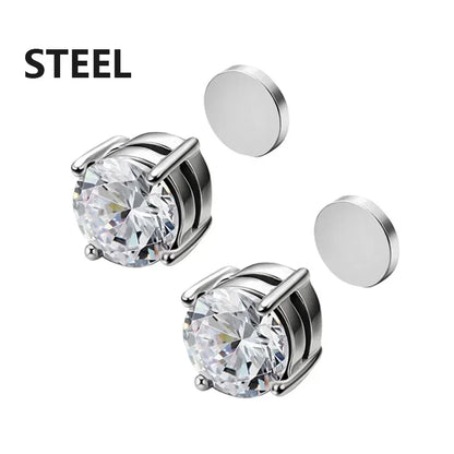 3 Pairs Crystal Strong Magnetic Ear Stud Clip Earrings for Men and Women Punk Round Zircon Magnet Earrings Non Piercing Jewelry.