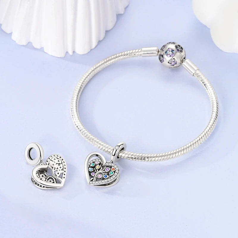 Fit Original Bracelet 925 Silver Butterfly and Sunflower Heart Shape Charms Beads For Women Jewelry Making Fashion Pendant.