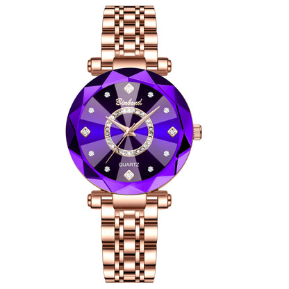 BINBONDN10 Women's Watches Elegant Fashion Original Quartz Watch for Lady Heart of the Ocean Design Waterproof Luminous Diamond