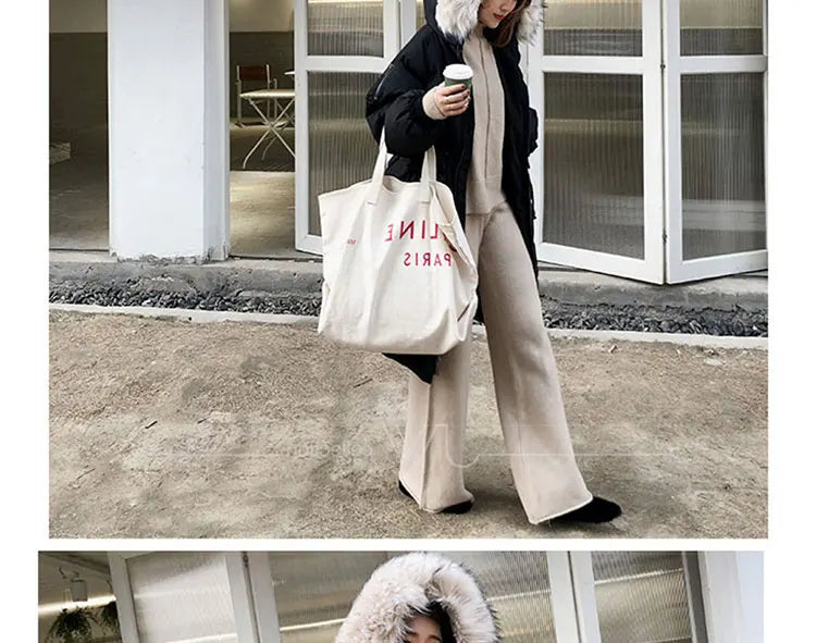 Loribindwood Gestrickte Pullover Breite Bein Hosen Anzug für Frauen Herbst/winter 2022, Neue Koreanische Lose Mode Zwei-stück Set