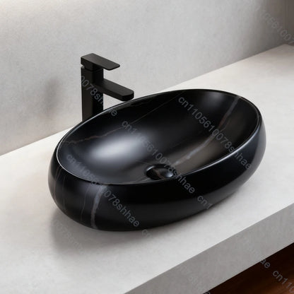 Luxuriöses Vintage-Keramikgefäßwaschbecken für Badezimmer, Waschtisch, Kunstbecken über der Theke, Waschbecken mit Abflusszubehör, Arbeitsplatte