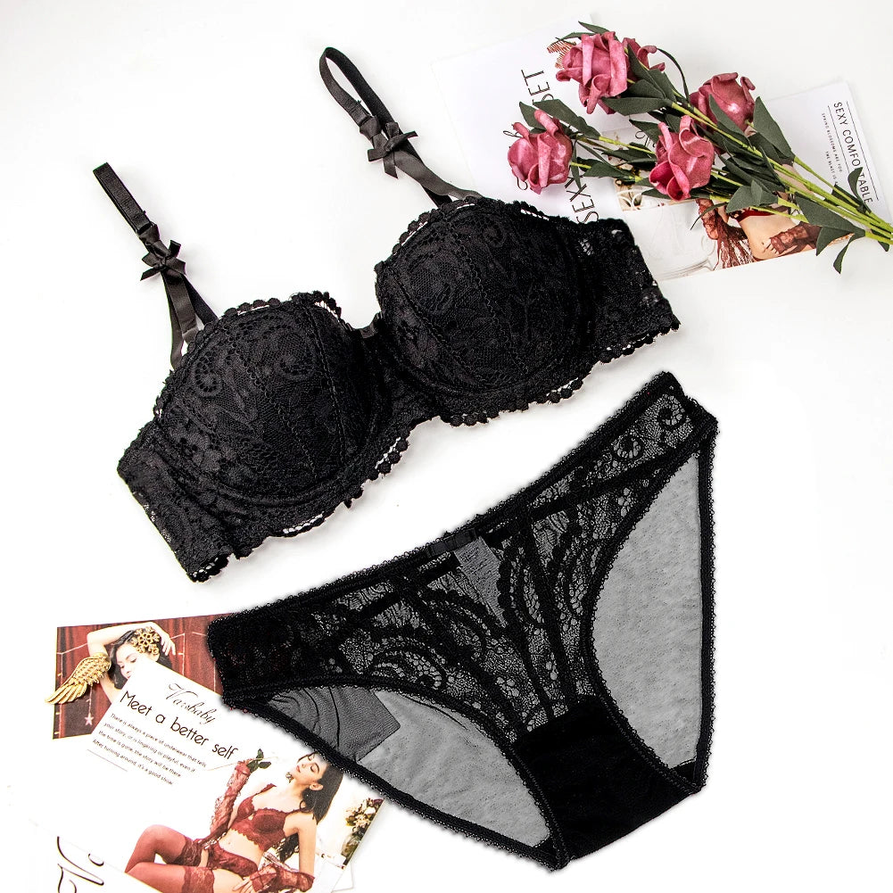 Christmas Red Demi Bra Set: Slimming Adjustable Push Up for Small Bust, Ultra Thin Lingerie Women | Xmas Gift 32AB-38AB 50% OFF.