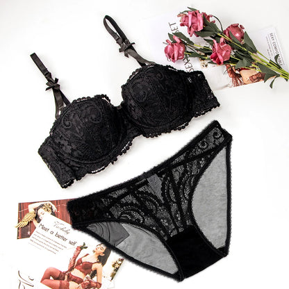 Christmas Red Demi Bra Set: Slimming Adjustable Push Up for Small Bust, Ultra Thin Lingerie Women | Xmas Gift 32AB-38AB 50% OFF.