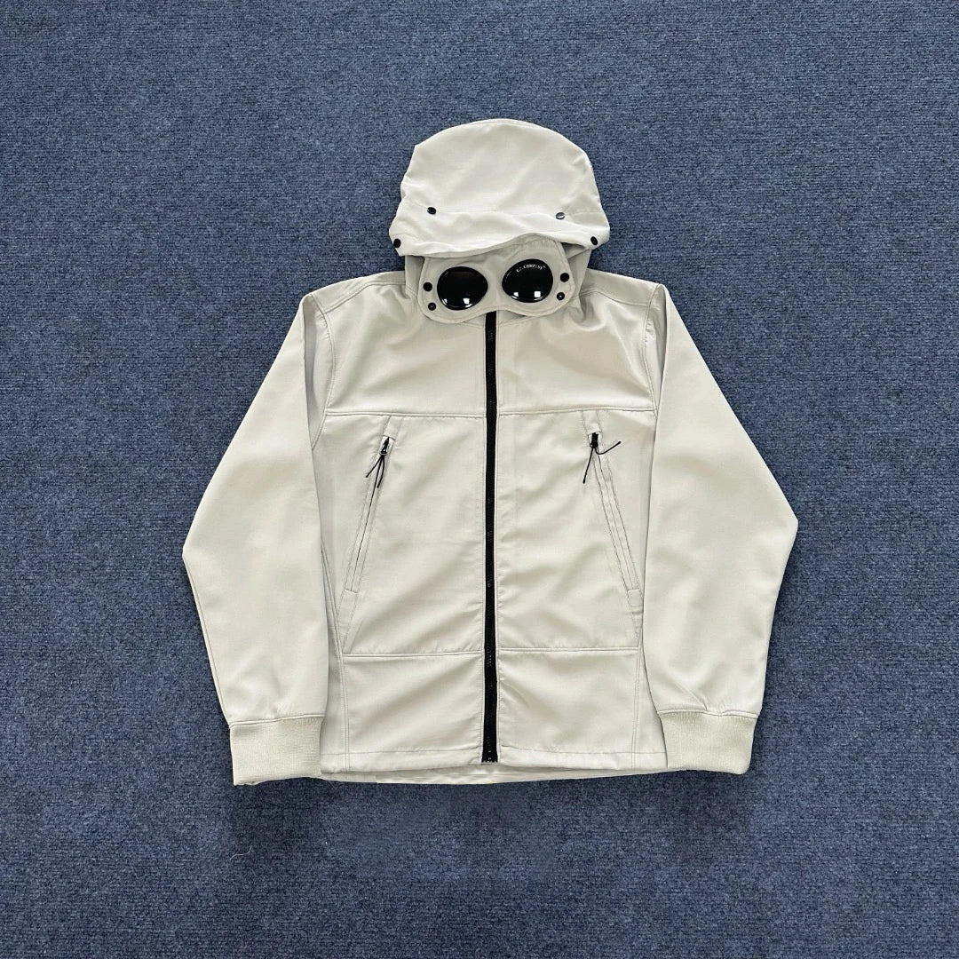 2025 Italian CC Glass Black Button Brand Style Men's Fleece-lined Windbreaker Jacket Zippered Suitable For Outdoor Sports Hoodie.