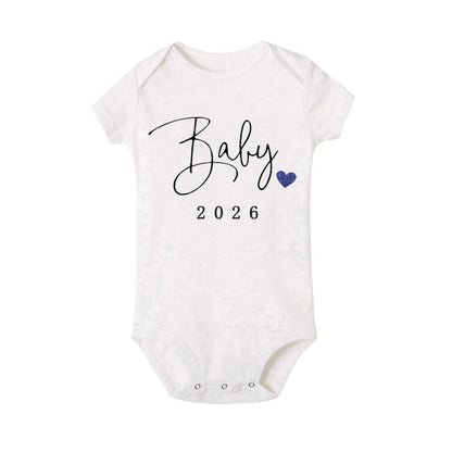 Baby 2026 Schwangerschaftsankündigung Neugeborenes Baby Bodys Sommer Jungen Mädchen Strampler Overall Kleidung Outfit.