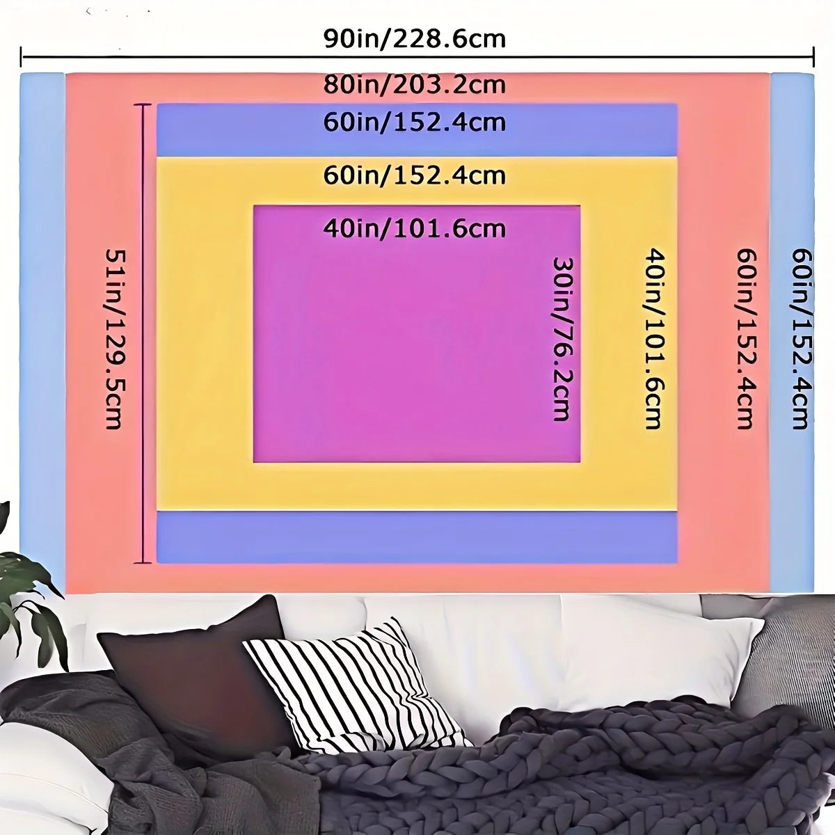 No Installation Needed - Cherry Blossom Floral Tapestry with Pink Sakura Landscape - Easy Hang Wall Decor for Living Room,.