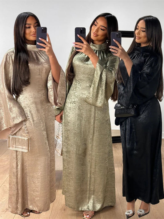 Fashion Satin Abaya Dubai Luxury 2024 Muslim Kaftan Dress Abayas For Women Kebaya Caftan Marocain Robe Femme Musulmane Vestidos.