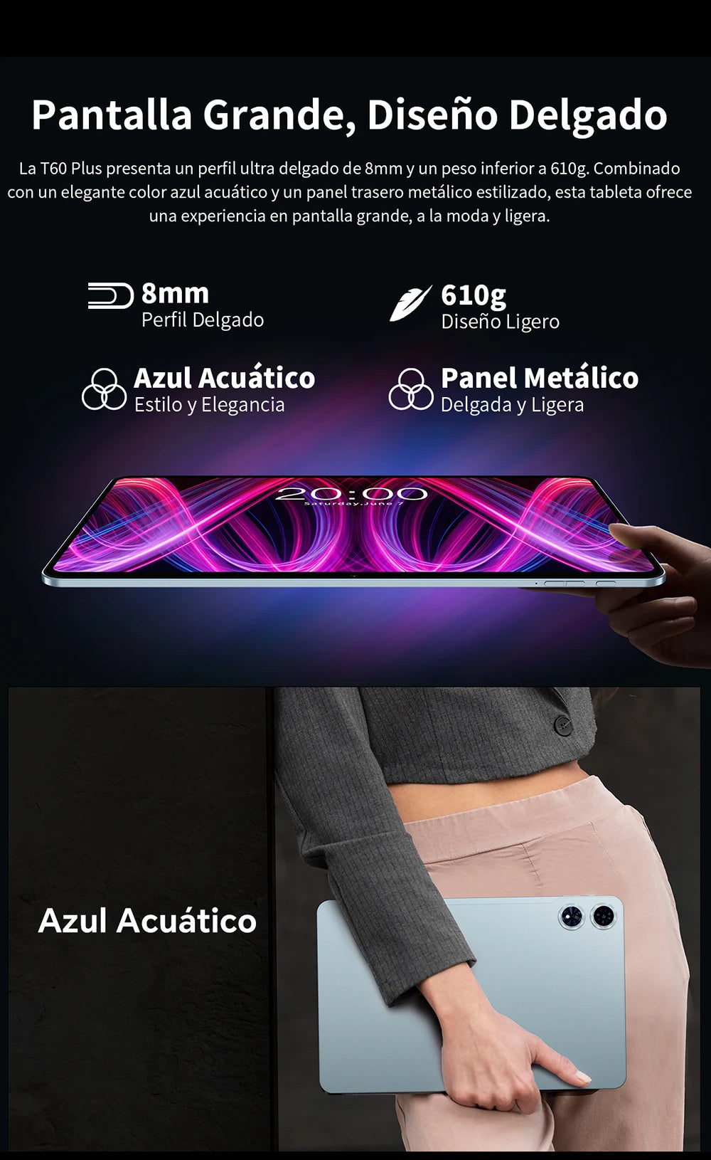 【New】Teclast T60 Plus 12 Inch Tddi 90Hz 2K Screen 2000X1200 Android 14 Widevine L1 Mtk Helio G88 (6Gb Ram+10Gb Expansion)16Gb/128Gb 8000Mah Battery 4g Lte Dual Sim Tf up to 1Tb.