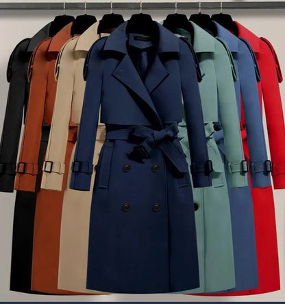 Lässige Langarm-Oberbekleidung, Trenchcoat für Damen, 2024, Herbst-Winter-Mode, Schnürung, lang, neu in Mänteln und Jacken, elegant