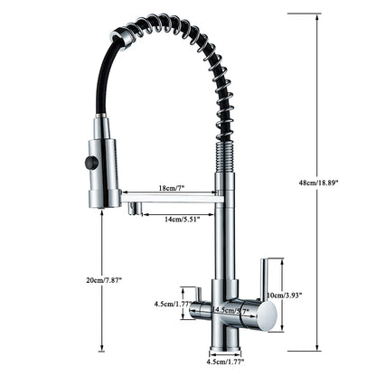 Gray Filtered Kitchen Faucet Dual Spout Hot Cold Mixer Purification Water Crane Filter Water Faucet Deck Mount