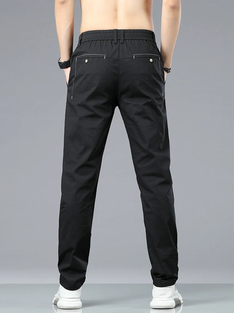 Marke Kleidung männer Casual Hosen 98% Baumwolle Dünne Business Gerade Slim Fit Klassische Hosen Stretch Frühling Sommer Männliche Hosen.