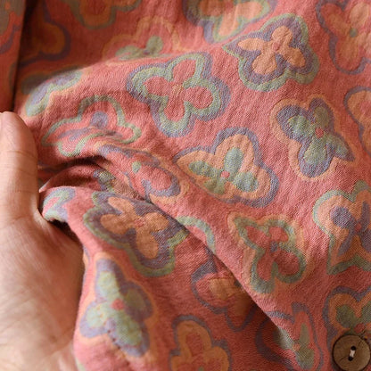 100% Cotton Crepe Homeclothes 2023 Autumn/Winter Women's Pajamas Suit Long-Sleeved Trousers 2-piece Yarn-Dyed Jacquard Pajamas.