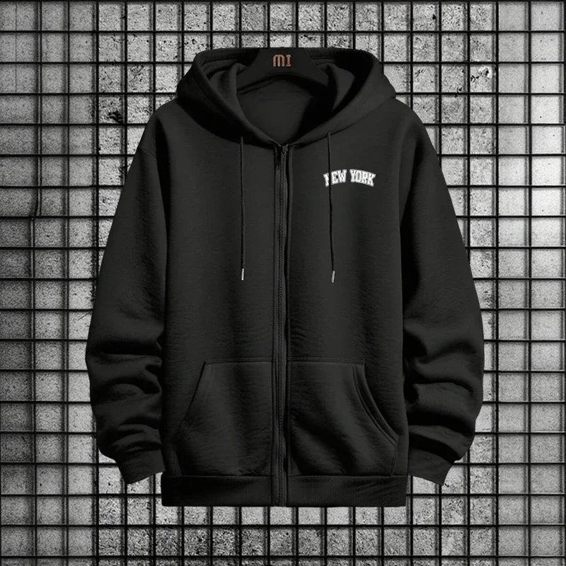 2025 Street Style Men Tracksuit Set 2pcs Zipper Hoodie Sweatpants Urban Streetwear Outfit Autumn Winter City Vibes Sportswear.