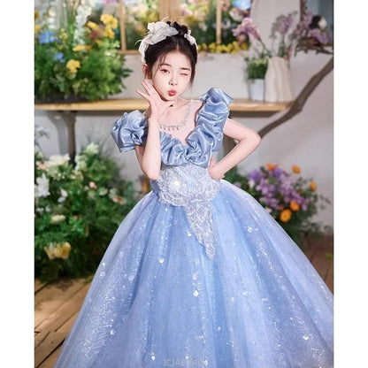 Elegangt Mädchen Abendkleid Luxus Prinzessin Kleid Geburtstag Party Pageant Outfit Kinder Klavier Rezitieren Leistung Formelle Kleidung