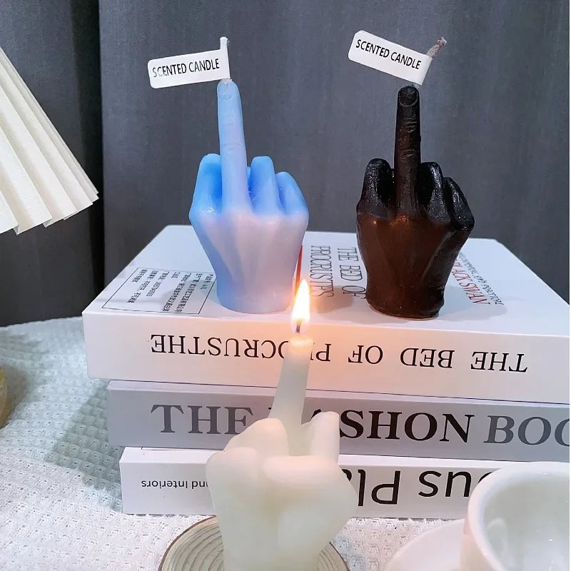 Finger Scented Candle Room Decor Aesthetic Fragrance Soy Wax Aromatherapy Hand Gesture Candles Desk Statues Sculpture Decor.