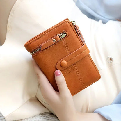 Personalized Name Women’s Short Wallet -Customize Name Multifunctional Solid Color Stitching Buckle，Multi-Card Slot Coin Purse