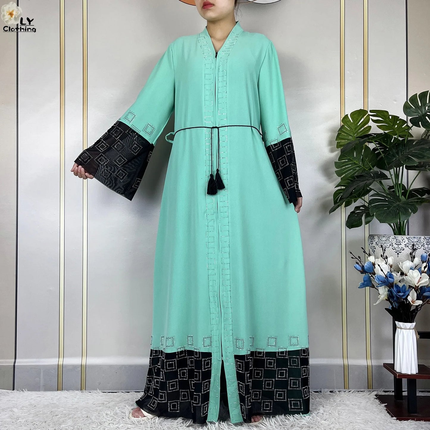 2024 For Women Elegant Dresses Dubai Party Outfits Long Sleeved Chiffon Dashiki Muslim Women Robe Open African Abaya Clothing.