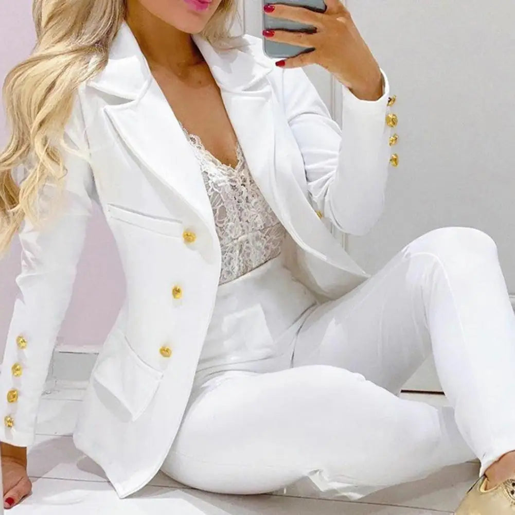 High Waist 2 Pcs/Set Stylish Slim Cardigan Lady Business Two-Piece Set Office Lady Business Suit Cardigan   for Work.