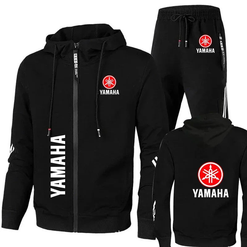 Yamaha Motorcycle Racing Tracksuit Men's Clothing Yamaha Logo Print Zip Sweatshirt&Pant Men Sets Bike Jacket Men Sportswear Suit.