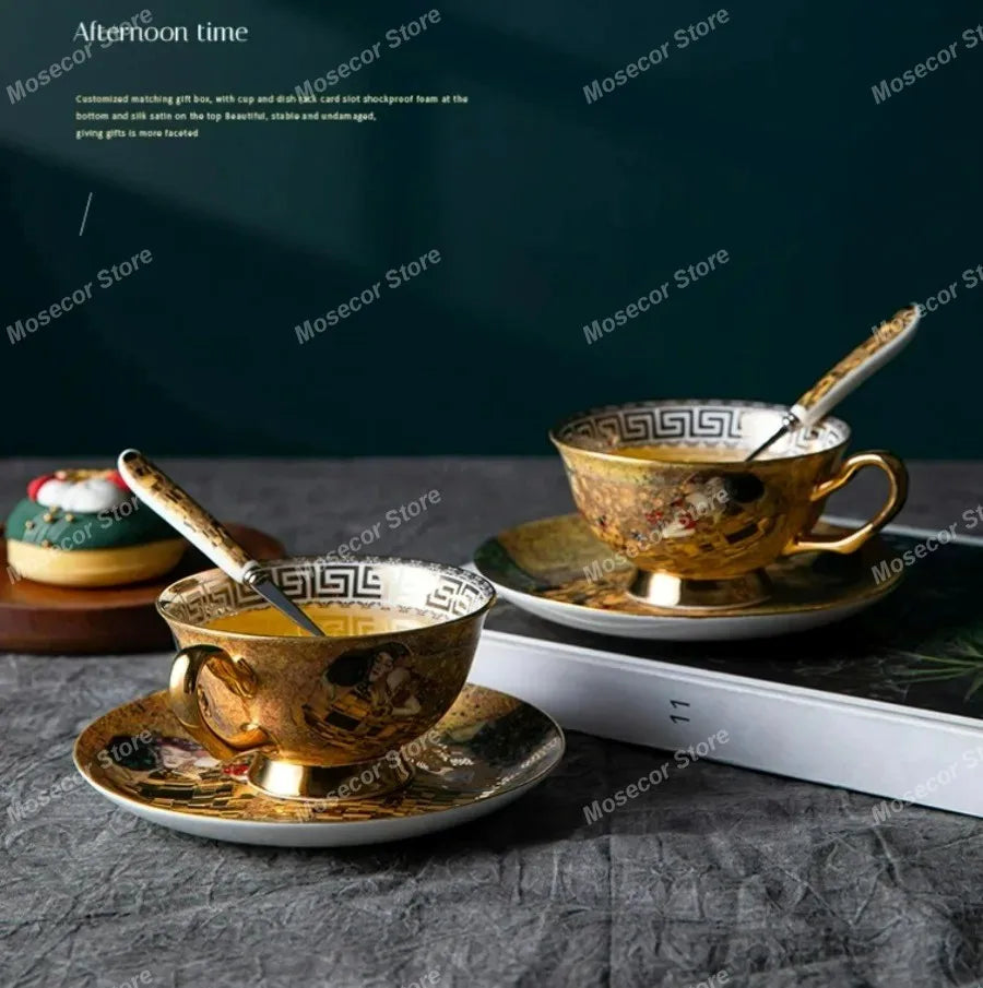 Egyptian Couple Coffee Cup European Bone China Coffee Cup Dish Set Ceramic Retro English Afternoon Tea Cup Set Coffee Mug.