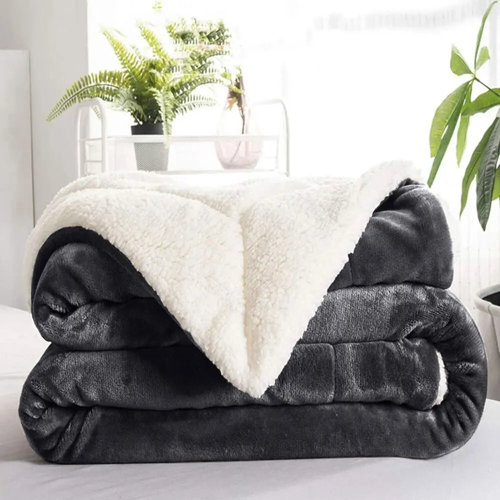 Sherpa Fleece Blanket Reversible Soft Fluffy Warm Large Sofa Bed Throw Blankets.