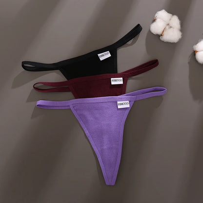 7Pcs/Set Women’s Sexy Panties Seamless Cotton Low Rise Thongs Fashion Solid Color Soft Breathable Underwear Female Cozy G-string.