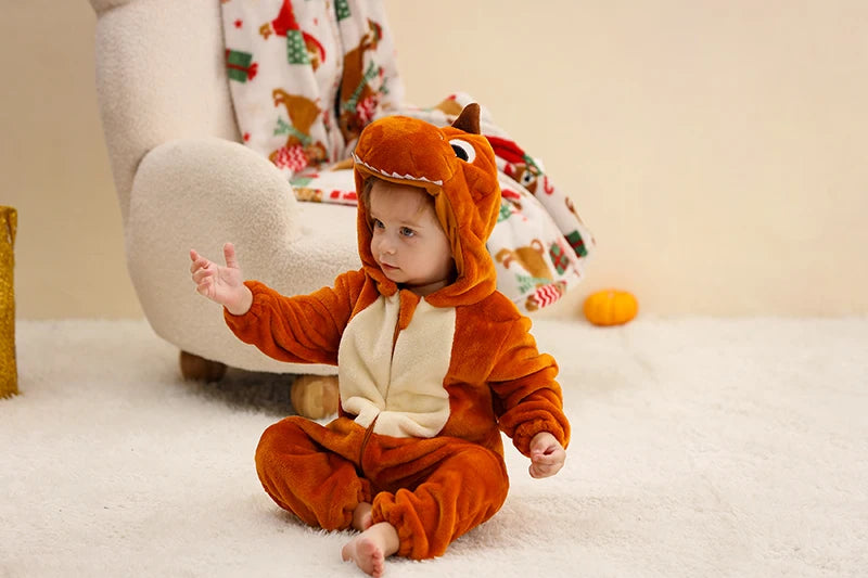MICHLEY Winter Baby Strampler Mit Kapuze Flanell Cosplay Kleinkind Infant Kleidung Insgesamt Bodys Overall Kostüm Für Kinder Mädchen Junge