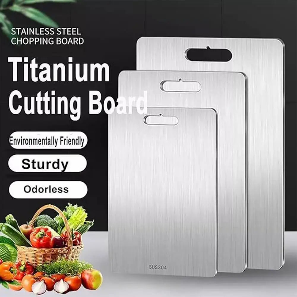 Titanium Cutting Boards for Kitchen Stainless Board 304 Steel Thickened Double Sided Food Grade Portable Fruit Meat Chopping.