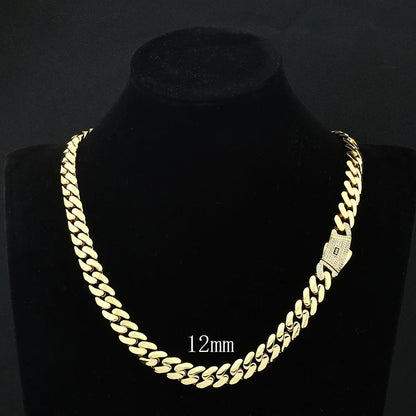 6/8/10/12/15/20mm Monaco Cuban Chain Necklace Hip Hop 14k Gold Plating Cuban Chain Bracelet Hip Hop Jewelry.
